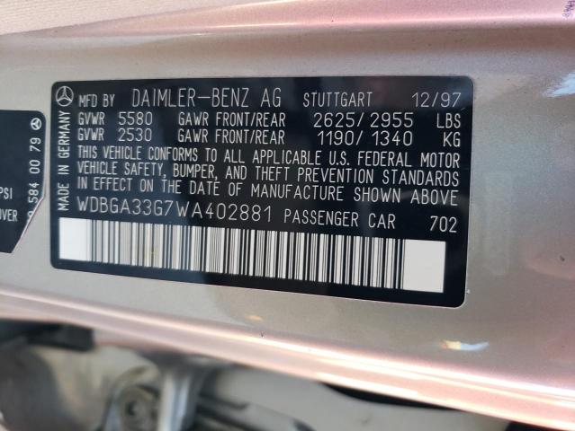 WDBGA33G7WA402881 - 1998 MERCEDES-BENZ S 320 GOLD photo 12