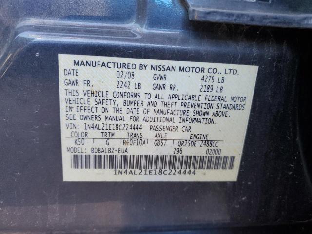 1N4AL21E18C224444 - 2008 NISSAN ALTIMA 2.5 GRAY photo 12