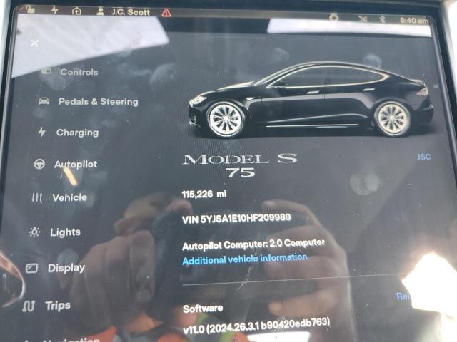 5YJSA1E10HF209989 - 2017 TESLA MODEL S BLACK photo 9
