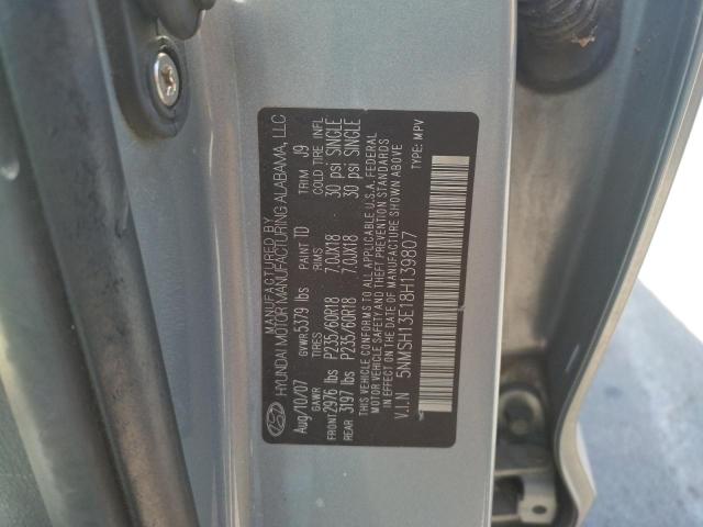 5NMSH13E18H139807 - 2008 HYUNDAI SANTA FE SE BLUE photo 13