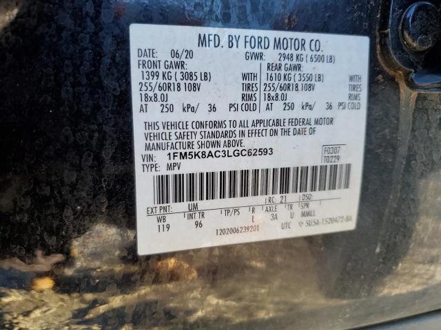 1FM5K8AC3LGC62593 - 2020 FORD EXPLORER POLICE INTERCEPTOR 黑色 照片 13