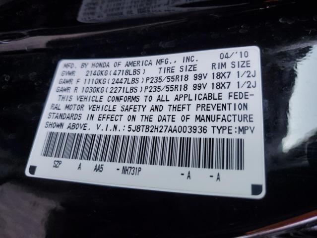 5J8TB2H27AA003936 - 2010 ACURA RDX BLACK photo 13