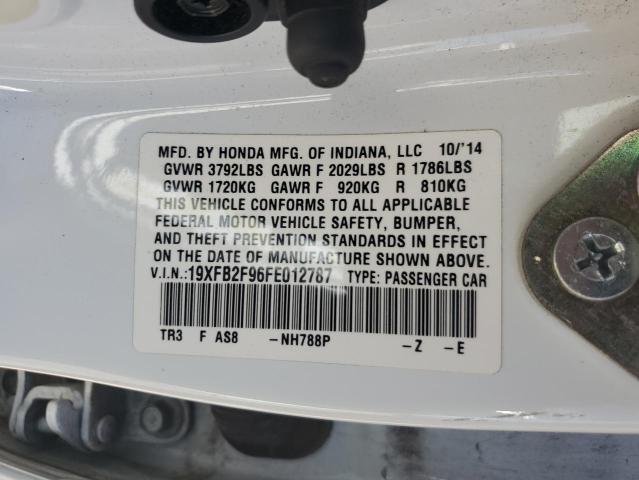 19XFB2F96FE012787 - 2015 HONDA CIVIC EXL თეთრი ფოტო 12