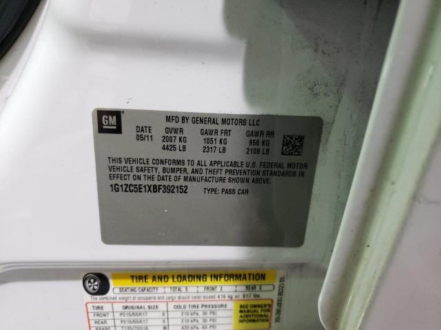 1G1ZC5E1XBF392152 - 2011 CHEVROLET MALIBU 1LT Biały zdjęcie 12