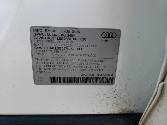 WA1C2AFP7GA143706 - 2016 AUDI Q5 PREMIUM WHITE photo 13