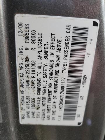 1HGCM56717A081132 - 2007 HONDA ACCORD EX GRAY photo 12