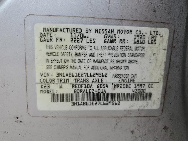 3N1AB61E27L629562 - 2007 NISSAN SENTRA 2.0 SILVER photo 13