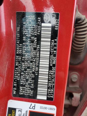 4T1BF1FKXEU867794 - 2014 TOYOTA CAMRY L RED photo 13