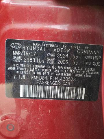 KMHD84LF1HU430573 - 2017 HYUNDAI ELANTRA SE RED photo 12