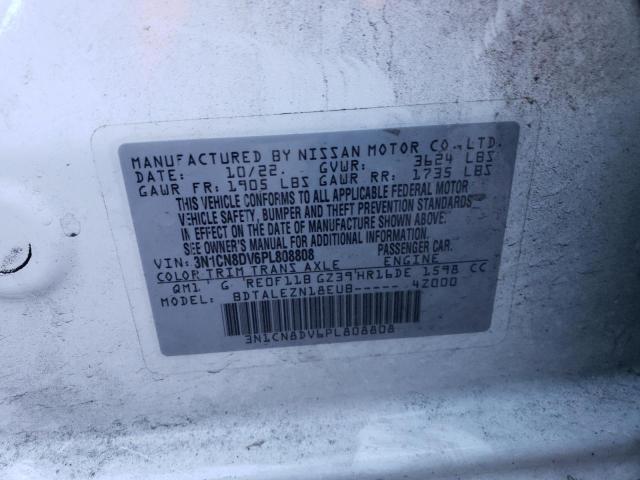 3N1CN8DV6PL808808 - 2023 NISSAN VERSA S WHITE photo 12