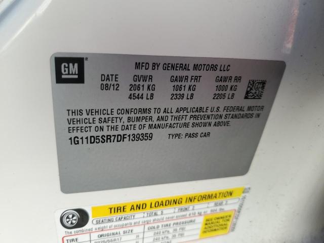 1G11D5SR7DF139359 - 2013 CHEVROLET MALIBU 1LT 白色 照片 12