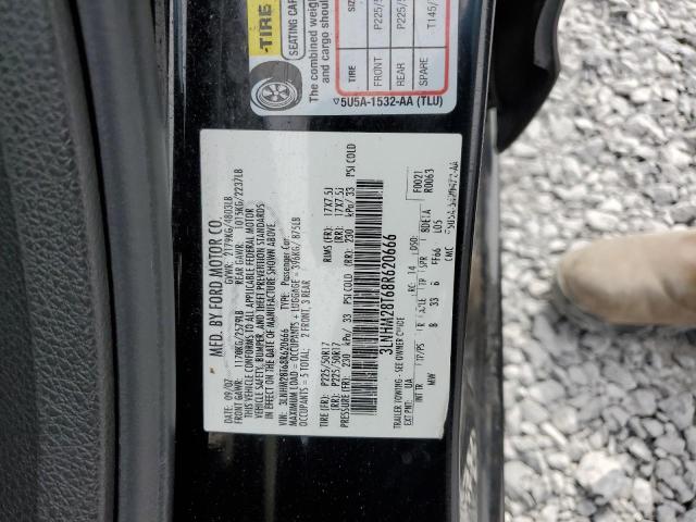 3LNHM28T68R620666 - 2008 LINCOLN MKZ BLACK photo 12