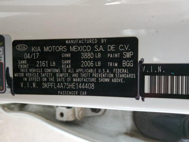 3KPFL4A75HE144408 - 2017 KIA FORTE LX WHITE photo 12