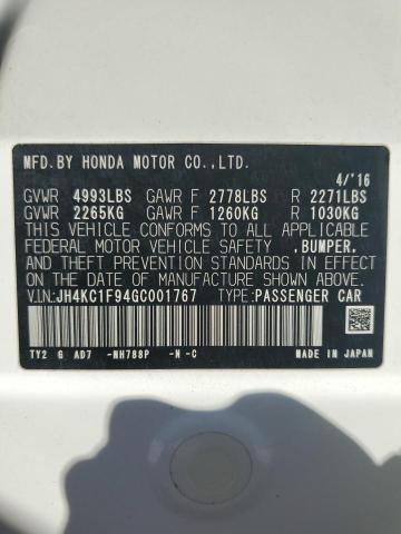 JH4KC1F94GC001767 - 2016 ACURA RLX ADVANCE WHITE photo 13