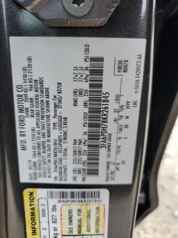 3FA6P0H78KR261845 - 2019 FORD FUSION SE CHARCOAL photo 12