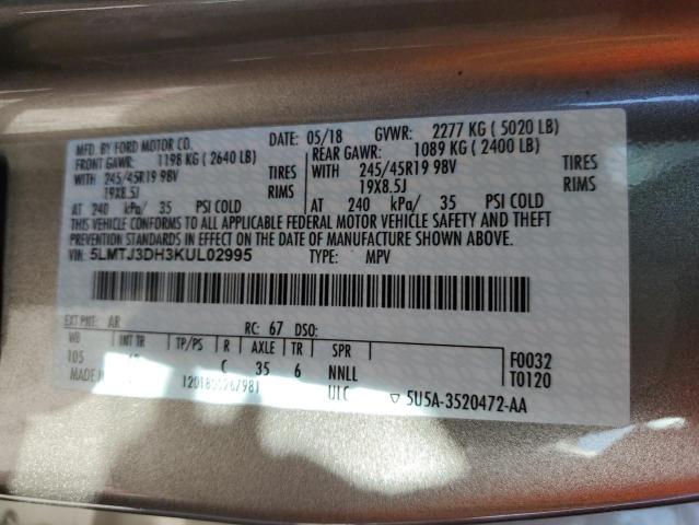 5LMTJ3DH3KUL02995 - 2019 LINCOLN MKC RESERVE SILVER photo 13