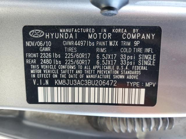 KM8JU3AC3BU206472 - 2011 HYUNDAI TUCSON GLS SILVER photo 13