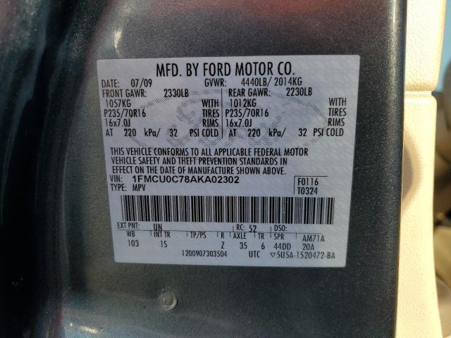 1FMCU0C78AKA02302 - 2010 FORD ESCAPE XLS BLUE photo 12