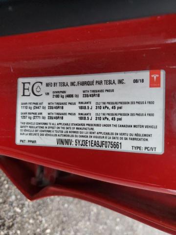 5YJ3E1EA9JF075661 - 2018 TESLA MODEL 3 RED photo 12