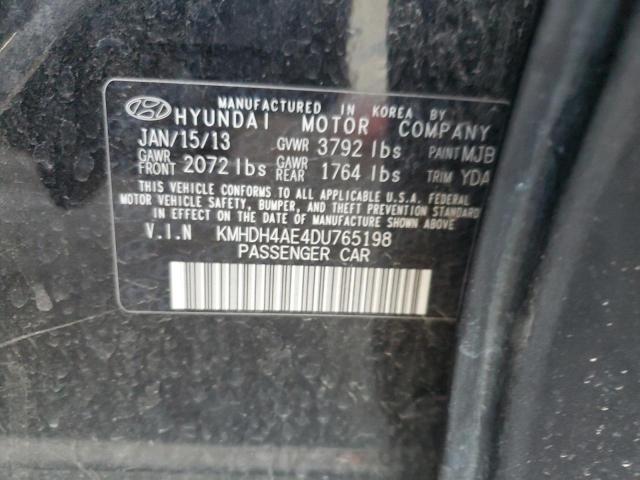 KMHDH4AE4DU765198 - 2013 HYUNDAI ELANTRA GLS BLACK photo 12