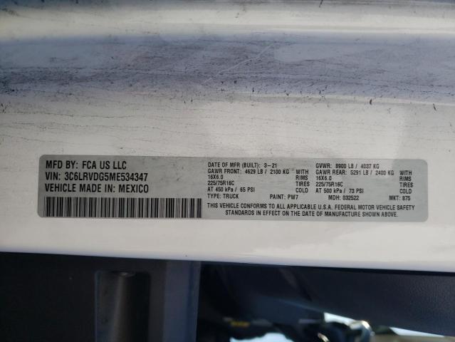 3C6LRVDG5ME534347 - 2021 RAM PROMASTER 2500 HIGH WHITE photo 13