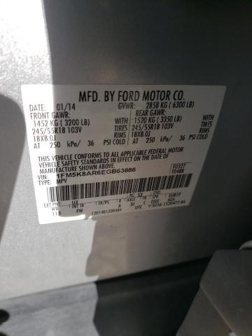 1FM5K8AR6EGB63886 - 2014 FORD EXPLORER POLICE INTERCEPTOR Boz foto 12