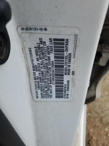 2T1KR32E24C175094 - 2004 TOYOTA COROLLA MA XR WHITE photo 12