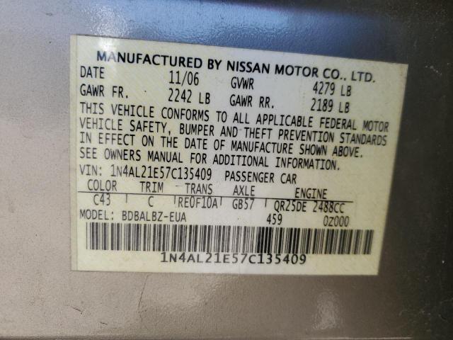 1N4AL21E57C135409 - 2007 NISSAN ALTIMA 2.5 TAN photo 13