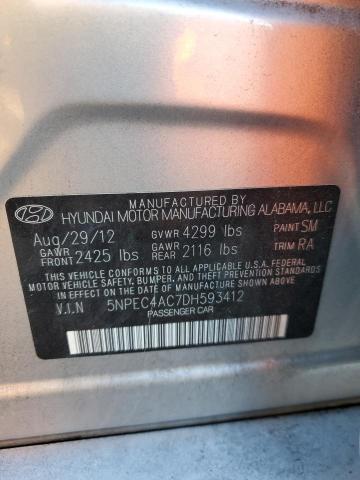 5NPEC4AC7DH593412 - 2013 HYUNDAI SONATA SE SILVER photo 12