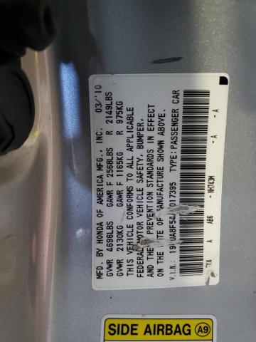 19UUA8F54AA017395 - 2010 ACURA TL SILVER photo 12