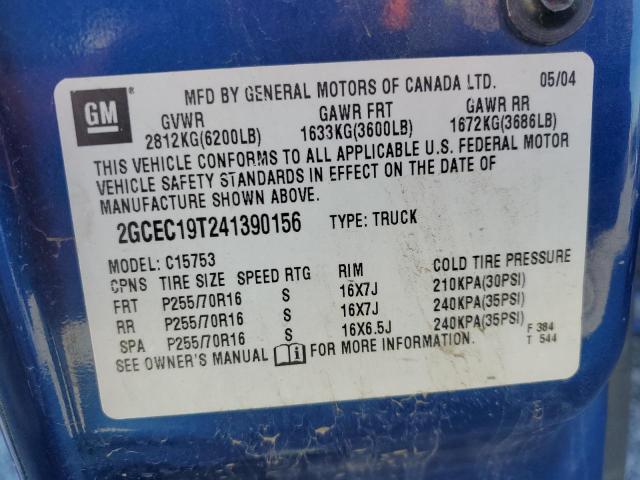 2GCEC19T241390156 - 2004 CHEVROLET SILVERADO C1500 BLUE photo 13