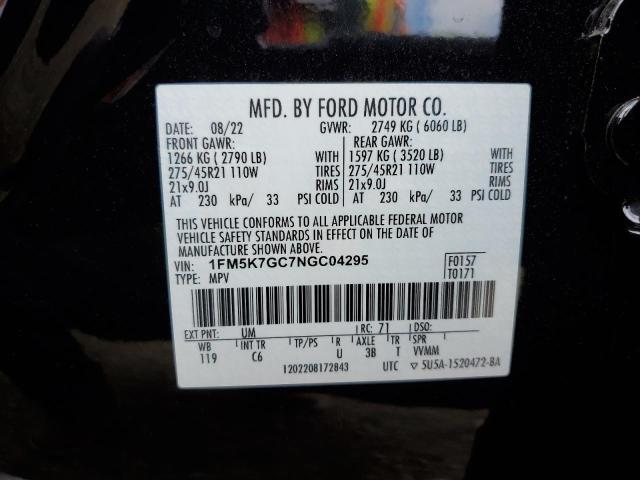 1FM5K7GC7NGC04295 - 2022 FORD EXPLORER ST BLACK photo 14