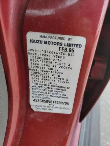 4S2CK58V6T4309705 - 1996 ISUZU RODEO S RED photo 12