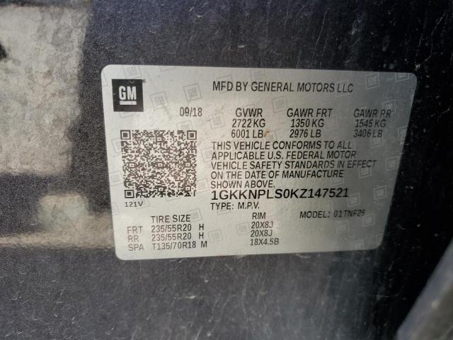 1GKKNPLS0KZ147521 - 2019 GMC ACADIA DENALI CHARCOAL photo 13