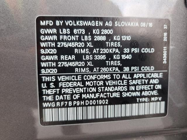 WVGRF7BP9HD001902 - 2017 VOLKSWAGEN TOUAREG WOLFSBURG GRAY photo 14