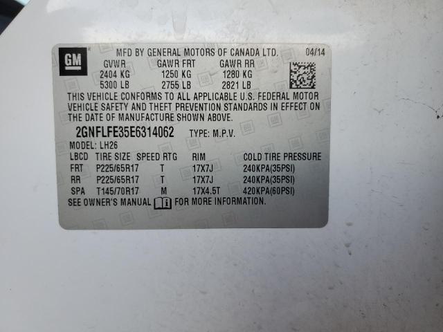 2GNFLFE35E6314062 - 2014 CHEVROLET EQUINOX LT WHITE photo 13