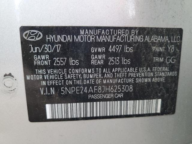 5NPE24AF8JH625308 - 2018 HYUNDAI SONATA SE SILVER photo 12