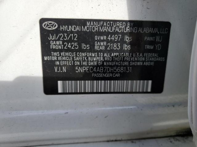 5NPEC4AB7DH568131 - 2013 HYUNDAI SONATA SE WHITE photo 12