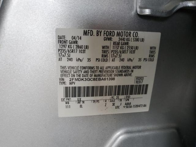 2FMDK3GC8EBA61398 - 2014 FORD EDGE SE SILVER photo 12