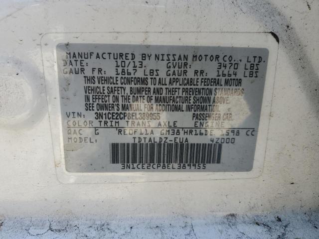 3N1CE2CP8EL389955 - 2014 NISSAN VERSA NOTE S WHITE photo 12