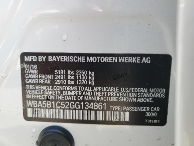 WBA5B1C52GG134861 - 2016 BMW 535 I WHITE photo 12