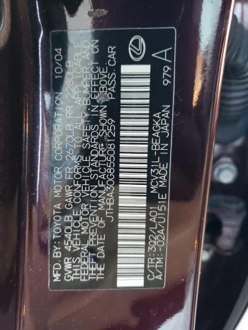 JTHBA30G855081259 - 2005 LEXUS ES 330 MAROON photo 12