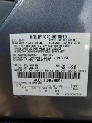 MAJ3P1TE0JC220055 - 2018 FORD ECOSPORT SE GRAY photo 13