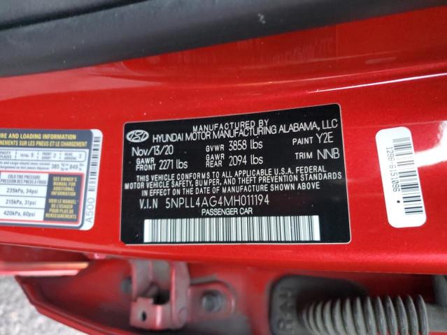 5NPLL4AG4MH011194 - 2021 HYUNDAI ELANTRA SE RED photo 12