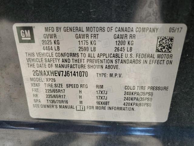 2GNAXHEV7J6141070 - 2018 CHEVROLET EQUINOX LS GRAY photo 13