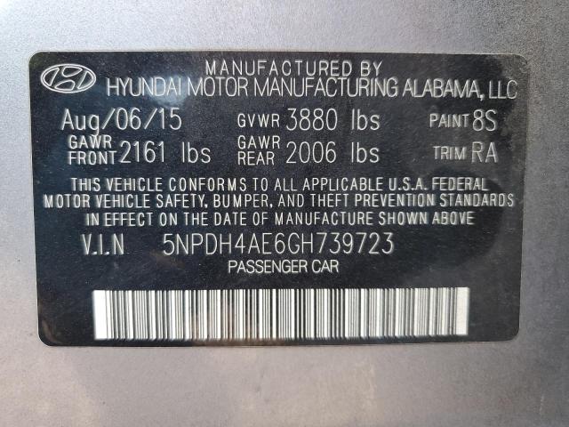 5NPDH4AE6GH739723 - 2016 HYUNDAI ELANTRA SE SILVER photo 12