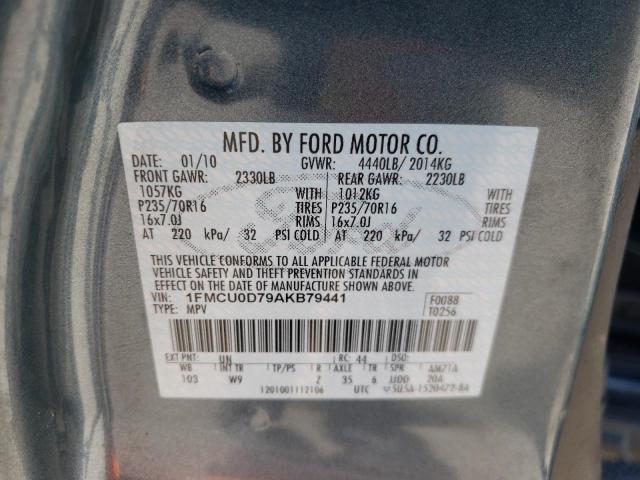 1FMCU0D79AKB79441 - 2010 FORD ESCAPE XLT BLUE photo 13