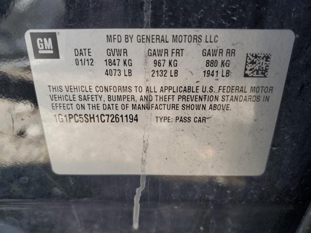 1G1PC5SH1C7261194 - 2012 CHEVROLET CRUZE LS შავი ფოტო 12