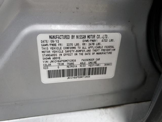 JN1CV6AP5DM712924 - 2013 INFINITI G37 BASE SILVER photo 12