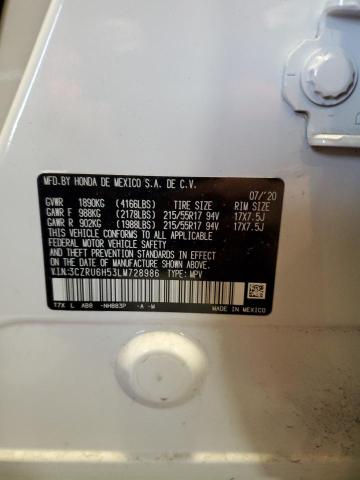 3CZRU6H53LM728986 - 2020 HONDA HR-V EX WHITE photo 13